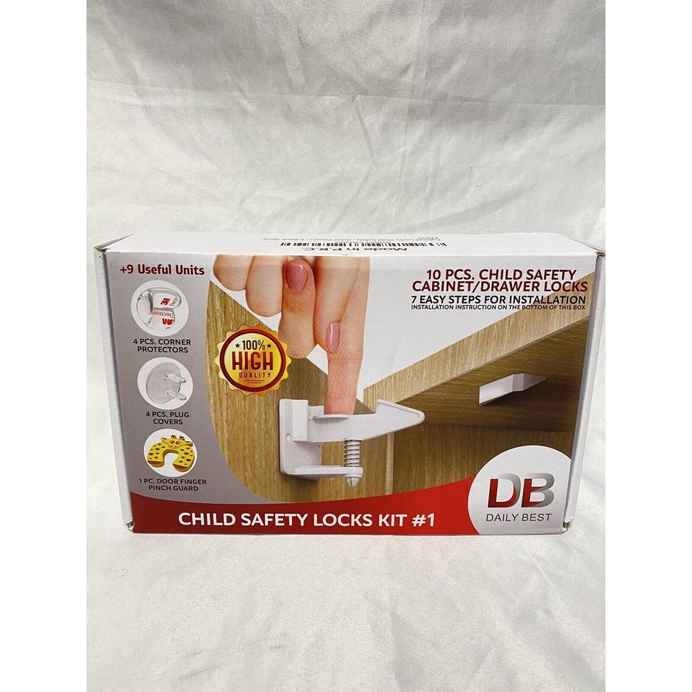 Cabinet Locks Child Safety Latches 10 Pack - Baby Proofing Drawer Locks